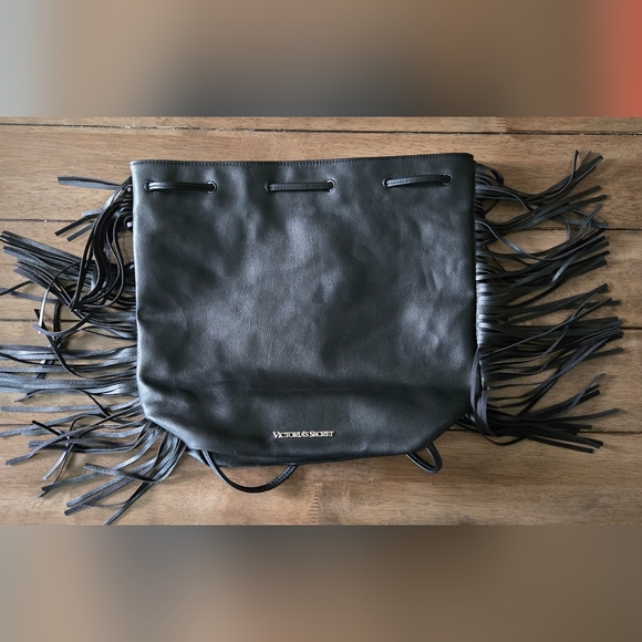 Victoria's Secret Black Fringe Tote - Picture 1 of 6